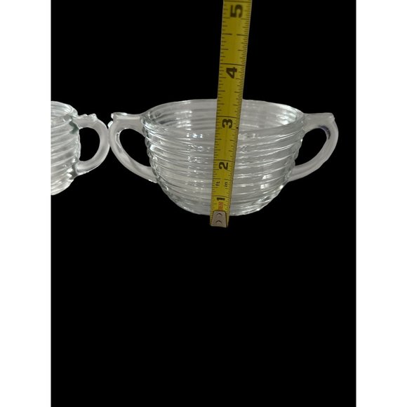 Vintage 1938-43 discontinued Anchor Hocking clear Manhattan open sugar and cream - Picture 5 of 8